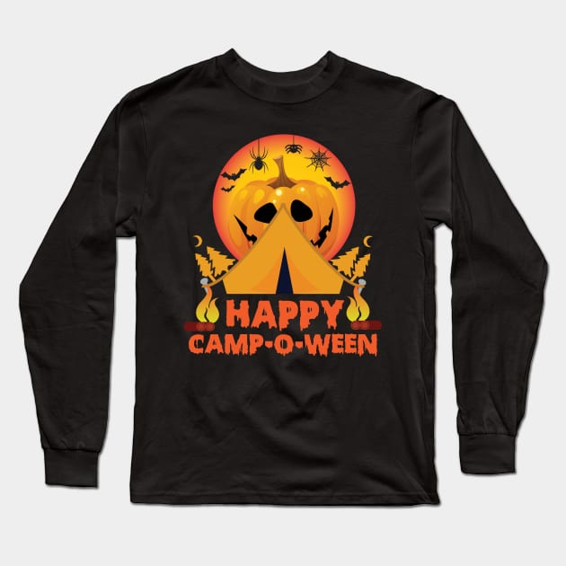 Happy Camp-O-Ween Halloween Camping Long Sleeve T-Shirt by KnMproducts